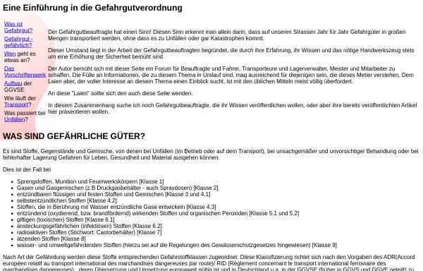 Vorschau von www.mawilog.de, Einführung in die Gefahrgutverordnung