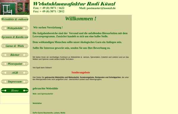 Vorschau von www.kuenzl.de, Webstuhl- und Spinnradmanufaktur Rudi Künzl