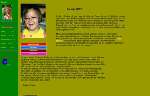 Vorschau von www.prajczer.at, Barbaras Homepage - glücklich mit Down-Syndrom