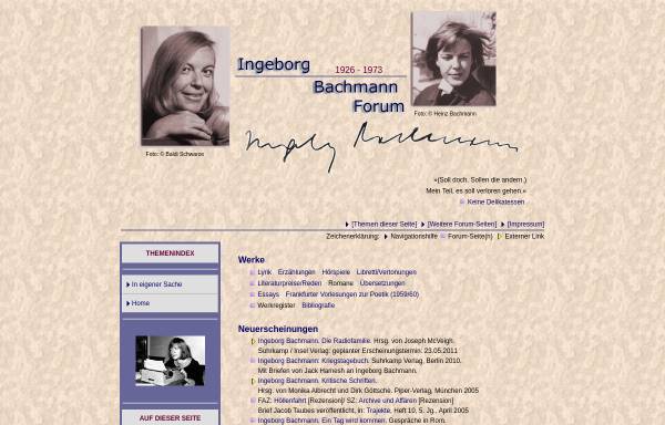 Vorschau von www.ingeborg-bachmann-forum.de, Ingeborg Bachmann Forum