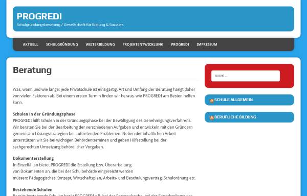 Vorschau von www.progredi.de, Progredi: Schulgründungsberatung