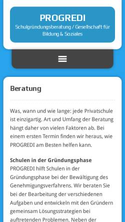 Vorschau der mobilen Webseite www.progredi.de, Progredi: Schulgründungsberatung