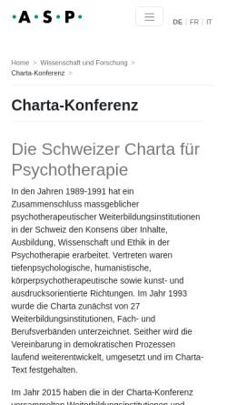 Vorschau der mobilen Webseite www.psychotherapiecharta.ch, Schweizer Charta für Psychotherapie