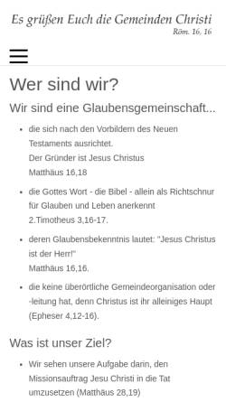 Vorschau der mobilen Webseite www.gemeinde-christi.de, Gemeinden Christi in Deutschland