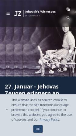 Vorschau der mobilen Webseite www.jehovaszeugen.de, Religionsgemeinschaft der Zeugen Jehovas in Deutschland, e. V.