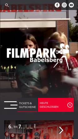 Vorschau der mobilen Webseite www.filmpark-babelsberg.de, Filmpark Babelsberg
