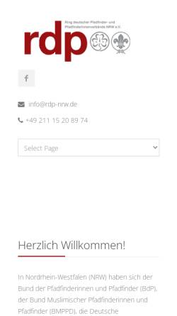 Vorschau der mobilen Webseite www.pfadfinderring-nrw.de, Ring deutscher Pfadfinder- und Pfadfinderinnenverbände (RdP), Nordrhein Westfalen e.V.
