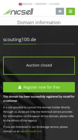 Vorschau der mobilen Webseite scouting100.de, Scouting 100 NRW