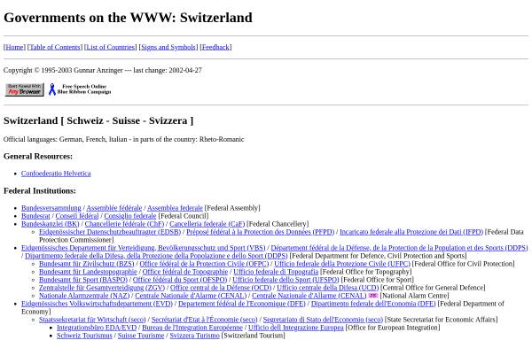 Vorschau von www.gksoft.com, Gouvernments on the WWW: Switzerland