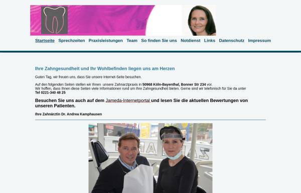 Vorschau von www.koelnerzaehne.de, Dr. med. dent. Andrea Kamphausen, Zahnarztpraxis