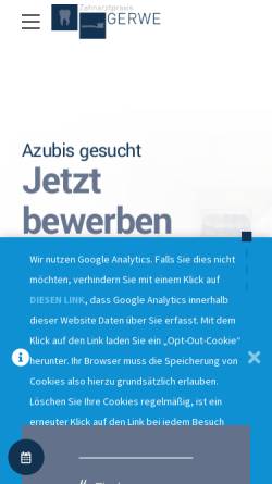 Vorschau der mobilen Webseite zahnarzt-gerwe.de, Dres. med. dent. Gerwe, Zahnärztliche Gemeinschaftspraxis