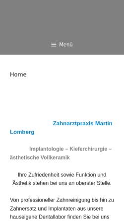 Vorschau der mobilen Webseite www.praxis-lomberg.de, Martin Lomberg, Zahnarzt