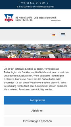 Vorschau der mobilen Webseite www.heise-schiffsreparatur.de, Heise Schiffsreparatur & Industrie Service GmbH