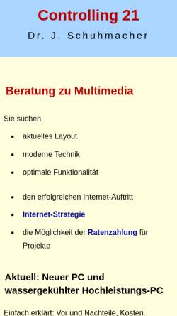 Vorschau der mobilen Webseite www.controlling21.de, Multimedia-Beratung Dr. Joachim Schuhmacher