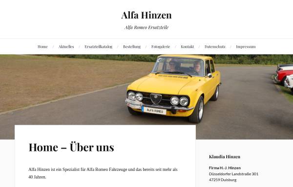 Vorschau von www.alfahinzen.de, Alfa Hinzen: Alfa Romeo Ersatzteile sowie Kfz-Reparaturen und Restaurationen