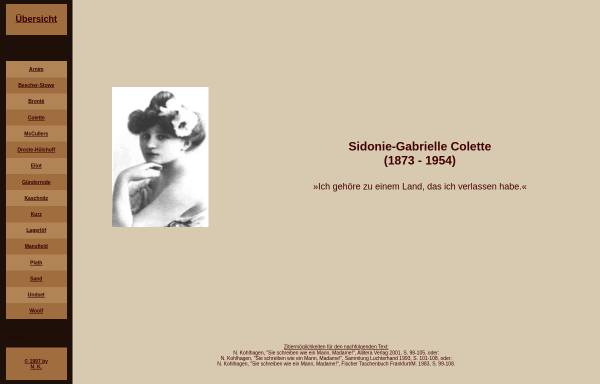 Vorschau von www.dichterinnen.de, Colette, Sidonie-Gabrielle (1873 - 1954)