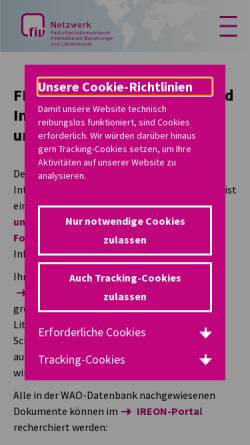 Vorschau der mobilen Webseite www.fiv-iblk.de, Fachinformationsverbund Internationale Beziehungen und Länderkunde