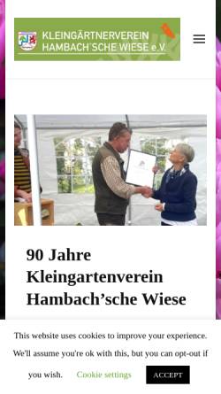 Vorschau der mobilen Webseite www.hambachsche-wiese.de, Kleingärtnerverein Hambach'sche Wiese e.V.