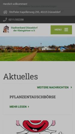 Vorschau der mobilen Webseite www.kleingaertner-duesseldorf.de, Stadtverband der Kleingärtner Düsseldorf e.V.