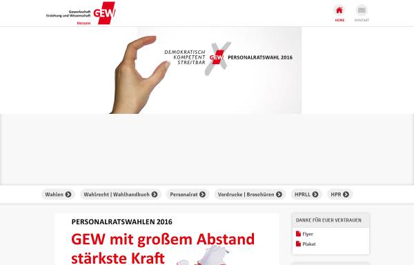 Vorschau von gew-prwahl2016.de, Gewerkschaft Erziehung und Wissenschaft [GEW] - Landesverband Hessen
