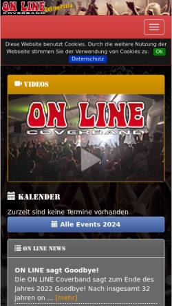 Vorschau der mobilen Webseite www.online-coverband.de, Coverband Online