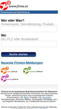 Vorschau der mobilen Webseite www.firma.at, Firma.at - Firmendatenbank