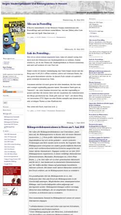 Vorschau der mobilen Webseite protest.blogger.de, Gegen Studiengebühren und Bildungsabbau in Hessen