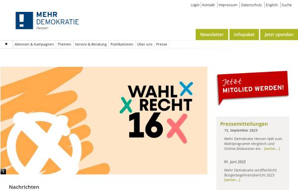 Vorschau von www.mehr-demokratie-hessen.de, Mehr Demokratie Hessen e.V.