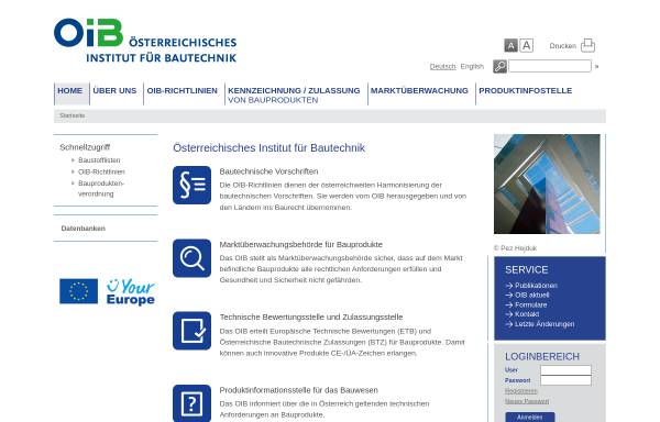 Vorschau von www.oib.or.at, Österreichisches Institut für Bautechnik (OIB)