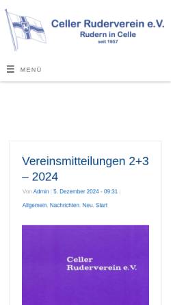 Vorschau der mobilen Webseite www.cellerruderverein.de, Celler Ruderverein e.V.