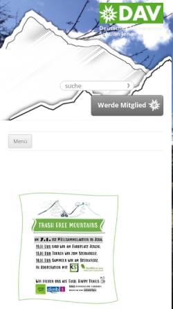 Vorschau der mobilen Webseite www.wand.alpenverein-jena.de, DAV/TBB-Kletterwand Jena