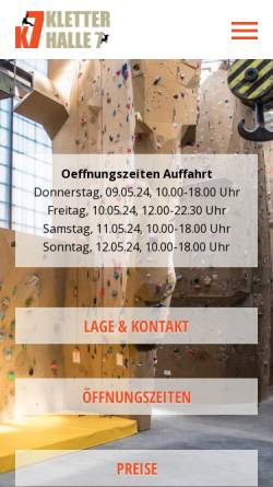 Vorschau der mobilen Webseite www.kletterhalle7.ch, Kletterhalle in Basel