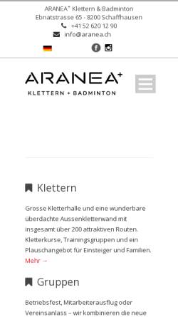 Vorschau der mobilen Webseite www.kletterzentrum.ch, Kletterzentrum Aranea