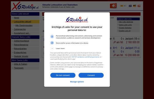 Vorschau von www.6richtige.ch, 6richtige.ch, Peterhans-Software