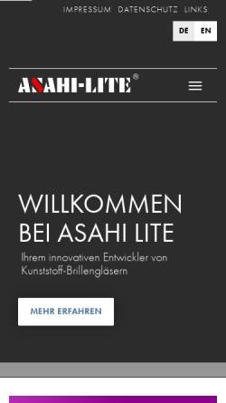 Vorschau der mobilen Webseite asahi-lite.de, Asahi-Lite Optical (Europe) GmbH