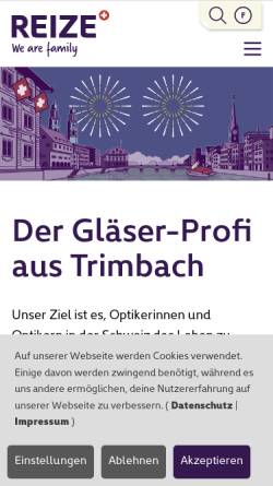 Vorschau der mobilen Webseite www.reize.ch, Reize Optik AG