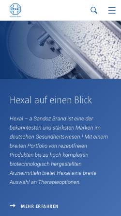 Vorschau der mobilen Webseite www.magen.hexal.de, Hexal: Magen und Darm