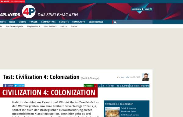 Vorschau von www.4players.de, Civilization IV: Colonization