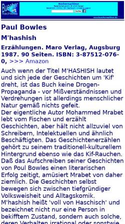 Vorschau der mobilen Webseite buechernachlese.de, Paul Bowles: M'hashish