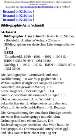 Vorschau der mobilen Webseite www.bsz-bw.de, Bibliographie Arno Schmidt (1)