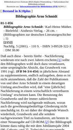 Vorschau der mobilen Webseite www.bsz-bw.de, Bibliographie Arno Schmidt (5)