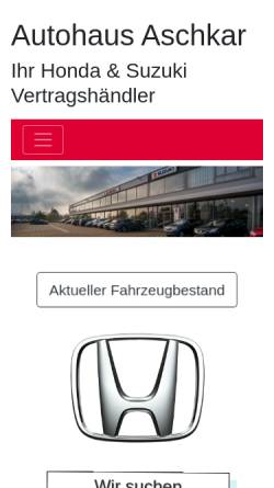 Vorschau der mobilen Webseite www.honda-aschkar.de, Autohaus Aschkar GmbH u. Co. KG