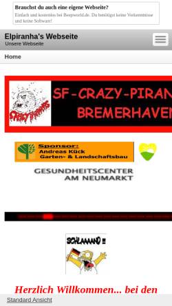 Vorschau der mobilen Webseite elpiranha.beepworld.de, Crazy-Piranhas-Bremerhaven