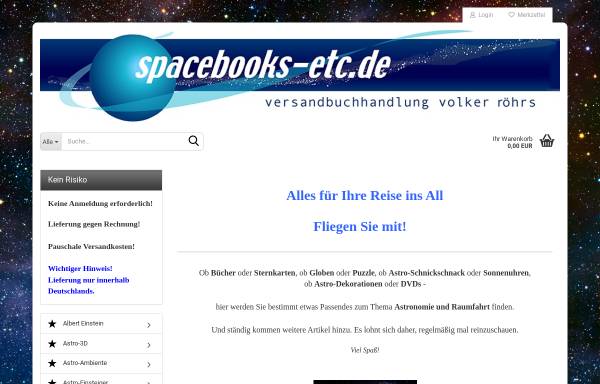Vorschau von www.spacebooks-etc.de, Versandbuchhandlung für Astronomie und Raumfahrt Volker Röhrs