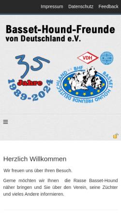 Vorschau der mobilen Webseite www.basset-hound-freunde.de, Basset-Hound-Freunde Deutschland e.V.