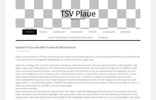 Vorschau von www.schach-plaue.de, Abteilung Schach des TSV Plaue