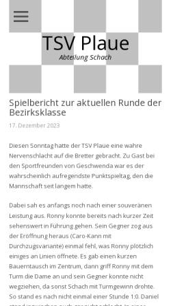 Vorschau der mobilen Webseite www.schach-plaue.de, Abteilung Schach des TSV Plaue
