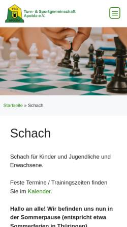 Vorschau der mobilen Webseite tsg-apolda.de, Turn- und Sportgemeinschaft Apolda Sektion Schach