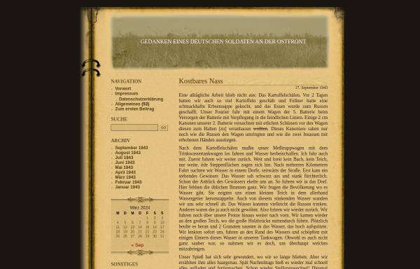Vorschau von www.kriegstagebuch.info, Gedanken eines deutschen Soldaten an der Ostfront