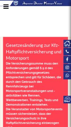 Vorschau der mobilen Webseite www.admv.de, Allgemeiner Deutscher Motorsport Verband
